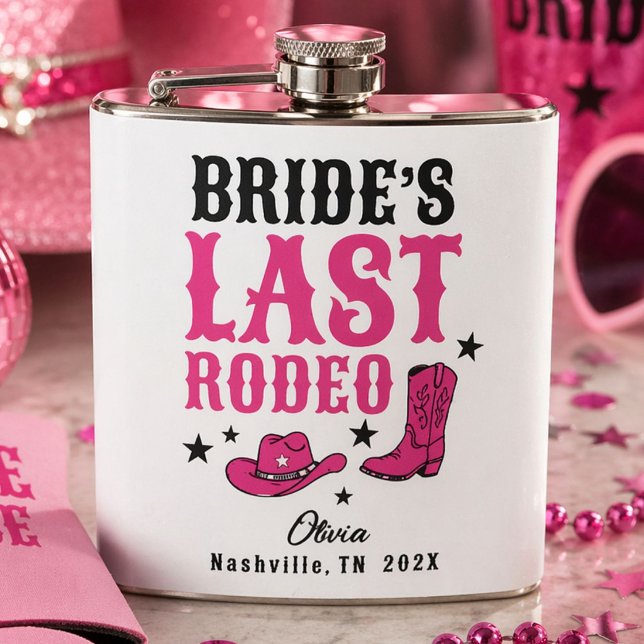 Bride’s Last Rodeo Western Bachelorette Party Hip Flask (Creator Uploaded)