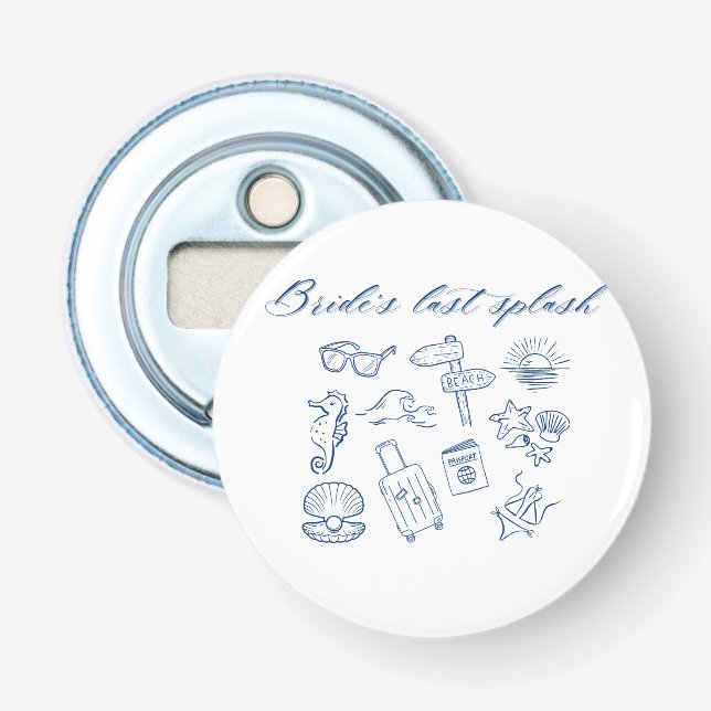 Bride’s Last Splash Design | Ocean Beach Bachelore Bottle Opener (Front)