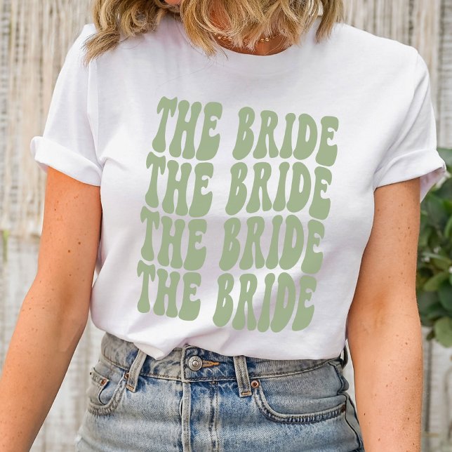 Bride Sage Green Customised Matching Bridal Party T-Shirt (Creator Uploaded)