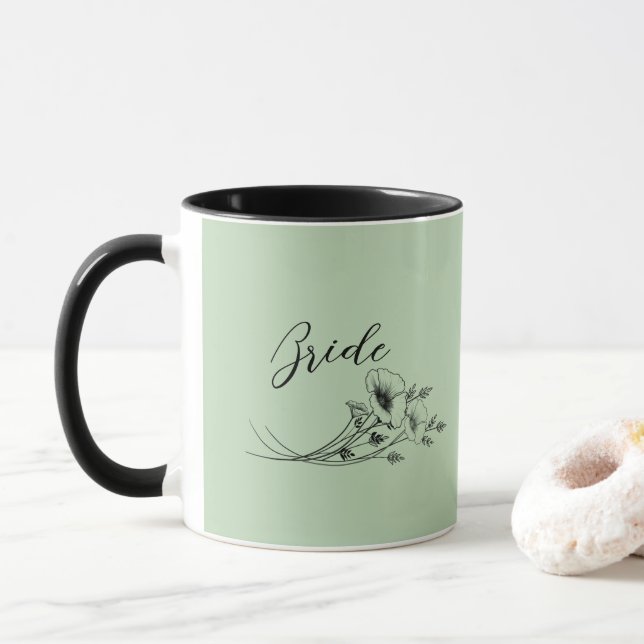 Bride Sage Wild Flower Doodles  Mug (With Donut)