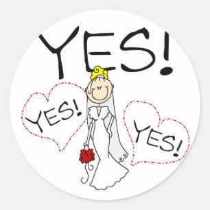 Bride Says Yes Tshirts and Gifts Classic Round Sticker
