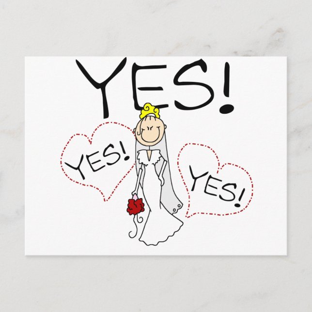 Bride Says Yes Tshirts and Gifts Postcard (Front)