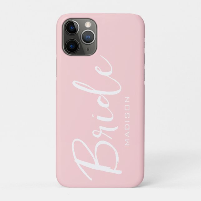 Bride Script Blush Pink Wedding Personalised Case-Mate iPhone Case (Back)