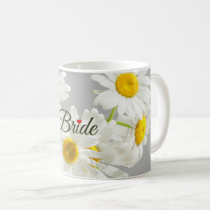 "Bride" Script on White and Yellow Daisies Coffee Mug