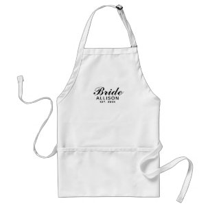 Bride Script White Black Established Date Name Standard Apron