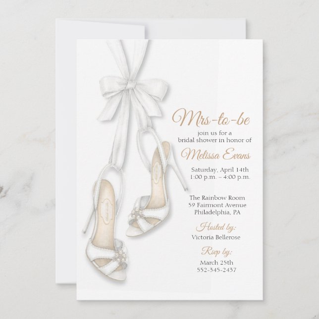 Bride Shoes & Bow Bridal Shower Invitation (Front)
