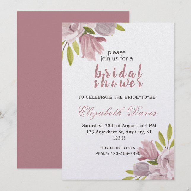 Bride Shower Floral  Invitation (Front/Back)