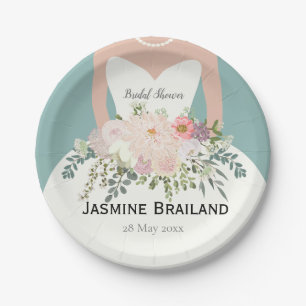 Bride silhouette bridal shower personalised paper plate