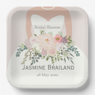 Bride silhouette bridal shower personalised   paper plate