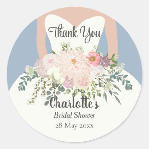 Bride Silhouette Floral Bridal Shower Thank You Cl Classic Round Sticker