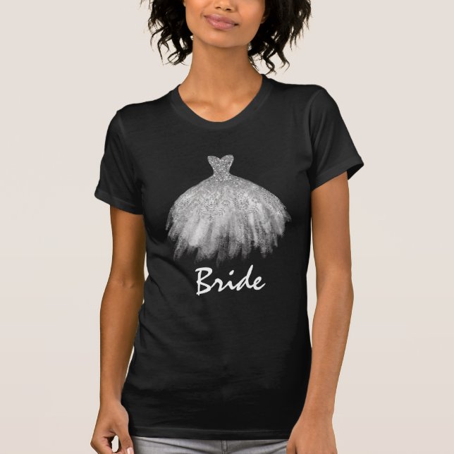 ** Bride Silver Glitter White Gown Dress (Front)