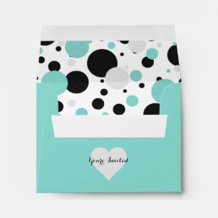 Bride & Silver Teal Blue Polka Dots Tiara Party Envelope