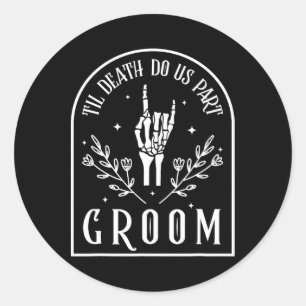 Bride Skeleton Gothic Halloween Engagement Wedding Classic Round Sticker