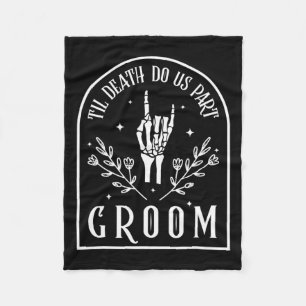 Bride Skeleton Gothic Halloween Engagement Wedding Fleece Blanket