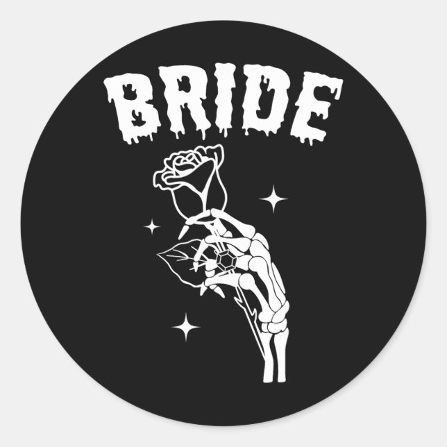 Bride Skeleton Hand Wedding Halloween Couples Matc Classic Round Sticker (Front)