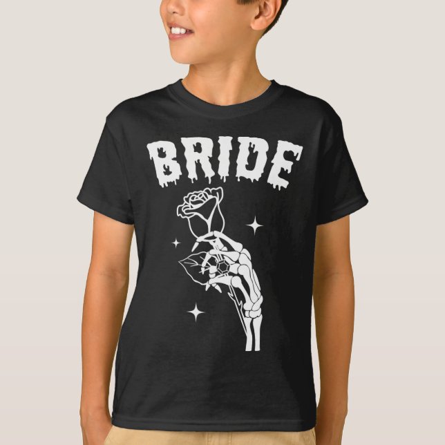 Bride Skeleton Hand Wedding Halloween Couples Matc T-Shirt (Front)