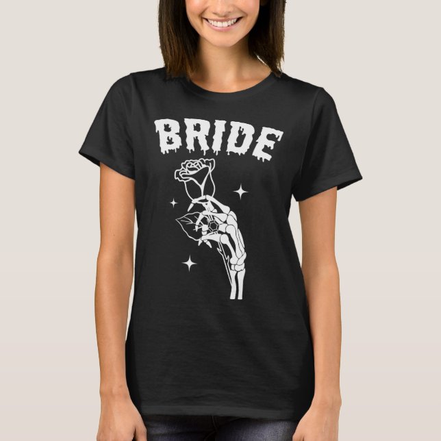 Bride Skeleton Hand Wedding Halloween Couples Matc T-Shirt (Front)