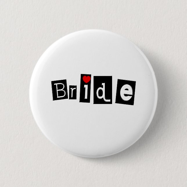 Bride (Sq) 6 Cm Round Badge (Front)