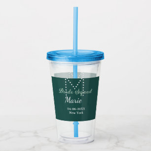 Bride squad add name monogram bridesmaid blue acrylic tumbler