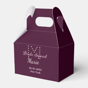 Bride squad add name monogram bridesmaid mauve  favour box