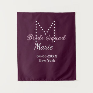 Bride squad add name monogram bridesmaid mauve tapestry