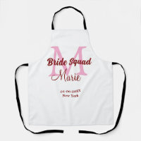 Bride squad add name monogram bridesmaid pink date
