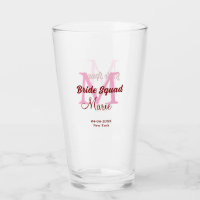 Bride squad add name monogram bridesmaid pink date