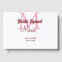 Bride squad add name monogram bridesmaid pink date