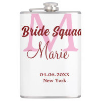 Bride squad add name monogram bridesmaid pink date