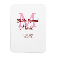 Bride squad add name monogram bridesmaid pink date