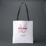 Bride squad add name monogram bridesmaid pink date tote bag<br><div class="desc">beautiful design</div>