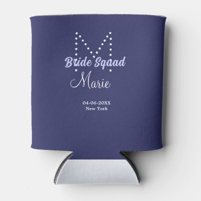 Bride squad add name monogram bridesmaid purple wh can cooler (Front)