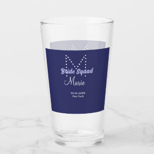 Bride squad add name monogram bridesmaid purple wh glass