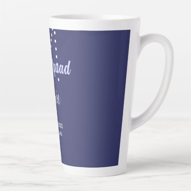 Bride squad add name monogram bridesmaid purple wh latte mug (Right)