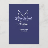 Bride squad add name monogram bridesmaid purple wh