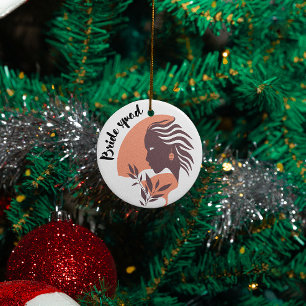 Bride squad, bachelorette bridesmaid burgundy pink ceramic tree decoration