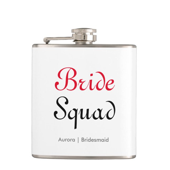 Bride Squad Bachelorette Bridesmaid Personalised Hip Flask (Front)