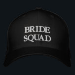 Bride Squad black and white typography elegant Embroidered Hat<br><div class="desc">Bride Squad black and white elegant typography Embroidered Baseball Cap. 
Available in many colours and style options.</div>