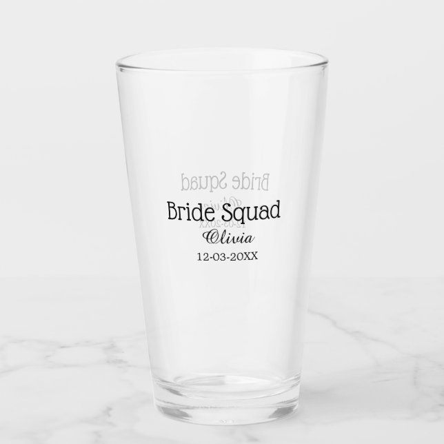 Bride squad bridesmaid add name bachelorette party glass (Front)
