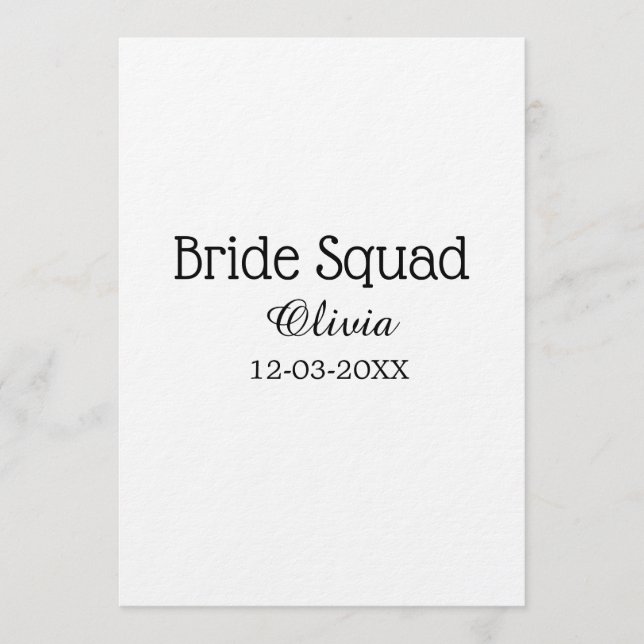 Bride squad bridesmaid add name bachelorette party invitation (Front)