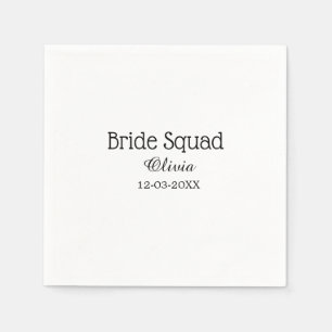 Bride squad bridesmaid add name bachelorette party napkin