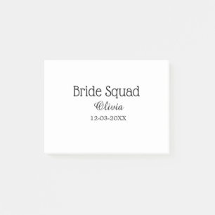 Bride squad bridesmaid add name bachelorette party post-it notes