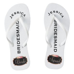 Bride Squad   Bridesmaid Beach Wedding Flip Flops