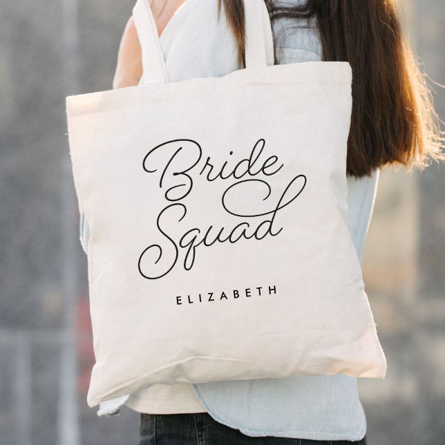 Bride Squad Bridesmaid Calligraphy Wedding Tote Bag (Creator Uploaded)