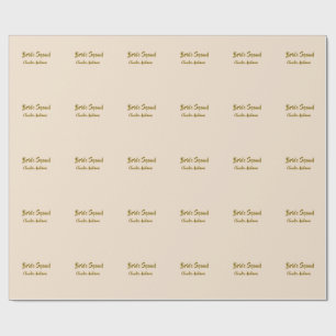 Bride squad bridesmaid name golden orange wedding wrapping paper