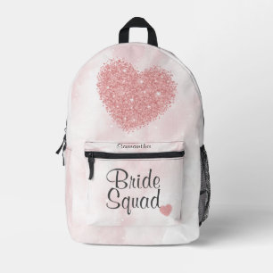 Bride Squad Bridesmaid Pink Printed Backpack