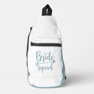 BRIDE SQUAD Dusty Blue White Sling Bag