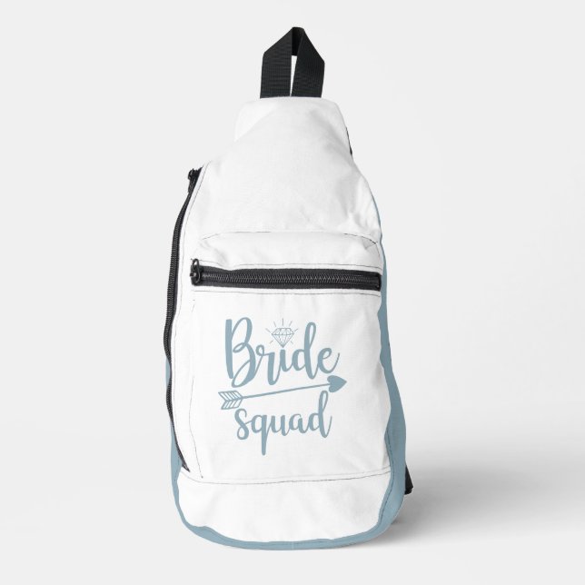 BRIDE SQUAD Dusty Blue White  Sling Bag (Front)