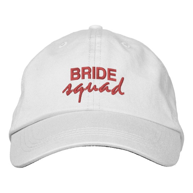 Bride Squad fun novelty pink script bridal party  Embroidered Hat (Front)