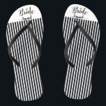 Bride Squad gold flower black white stripes Flip Flops<br><div class="desc">This Bride Squad text with black & white stripes and gold flower looks trendy on these Flip Flops. Perfect for the bride and bridesmaid gifts. Design by Inge Lewis. Find more matching items at the ingeinc.com online boutique.</div>